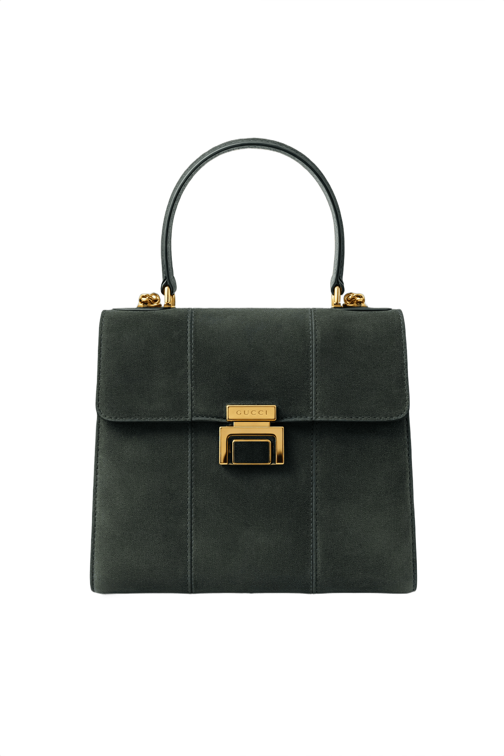 1980s Dark Green Suede Bag - Front View