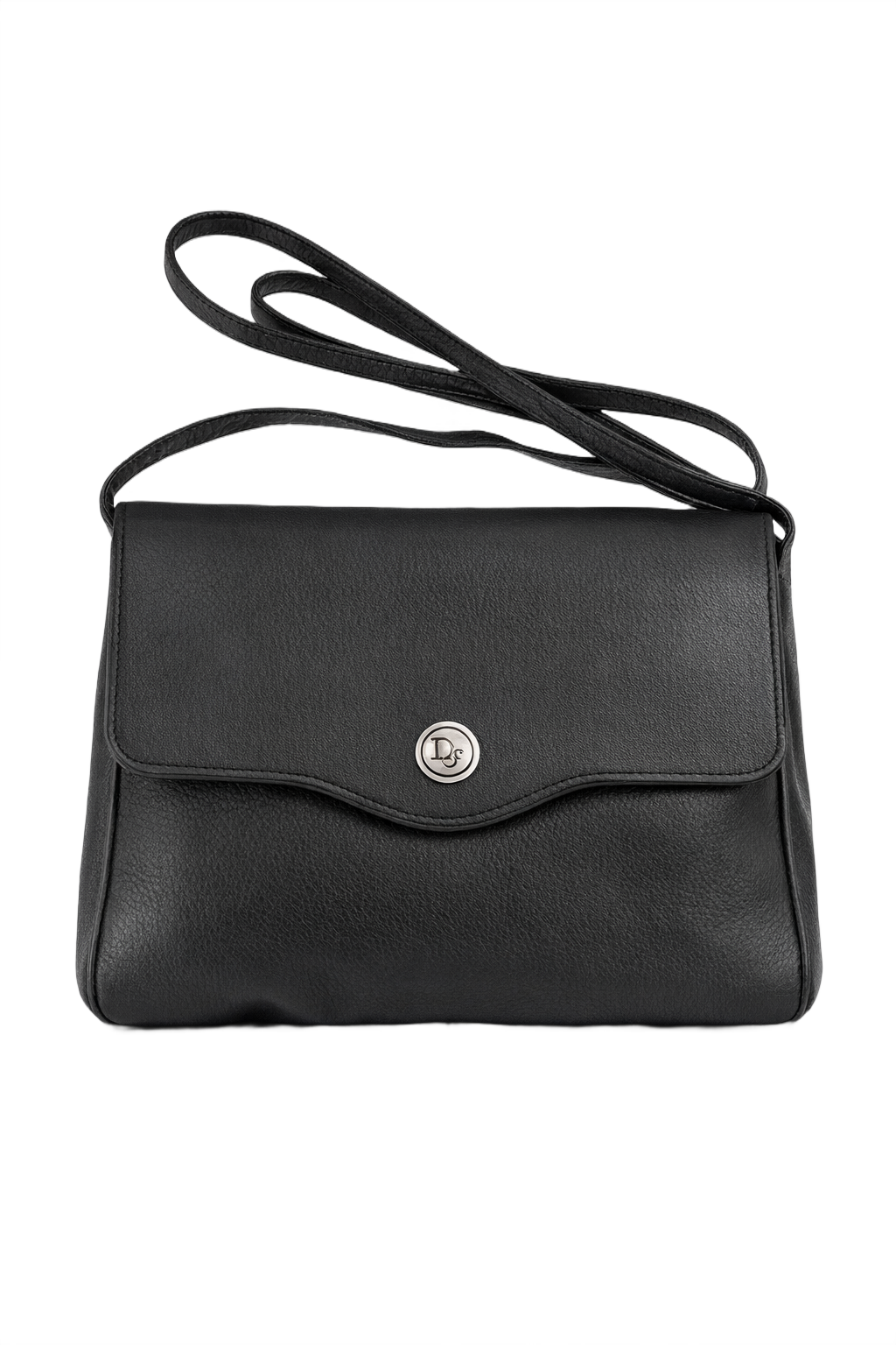 1980s Black Leather Bag - Front View