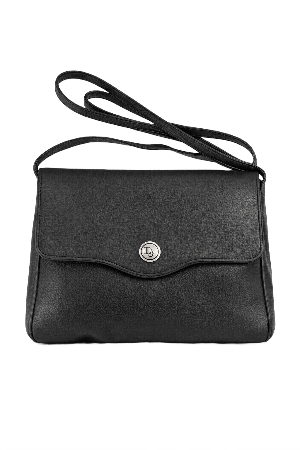 1980s Black Leather Bag - Front View