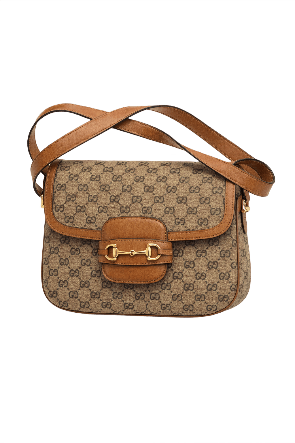 1980s Brown Canvas and Leather Bag - Front View