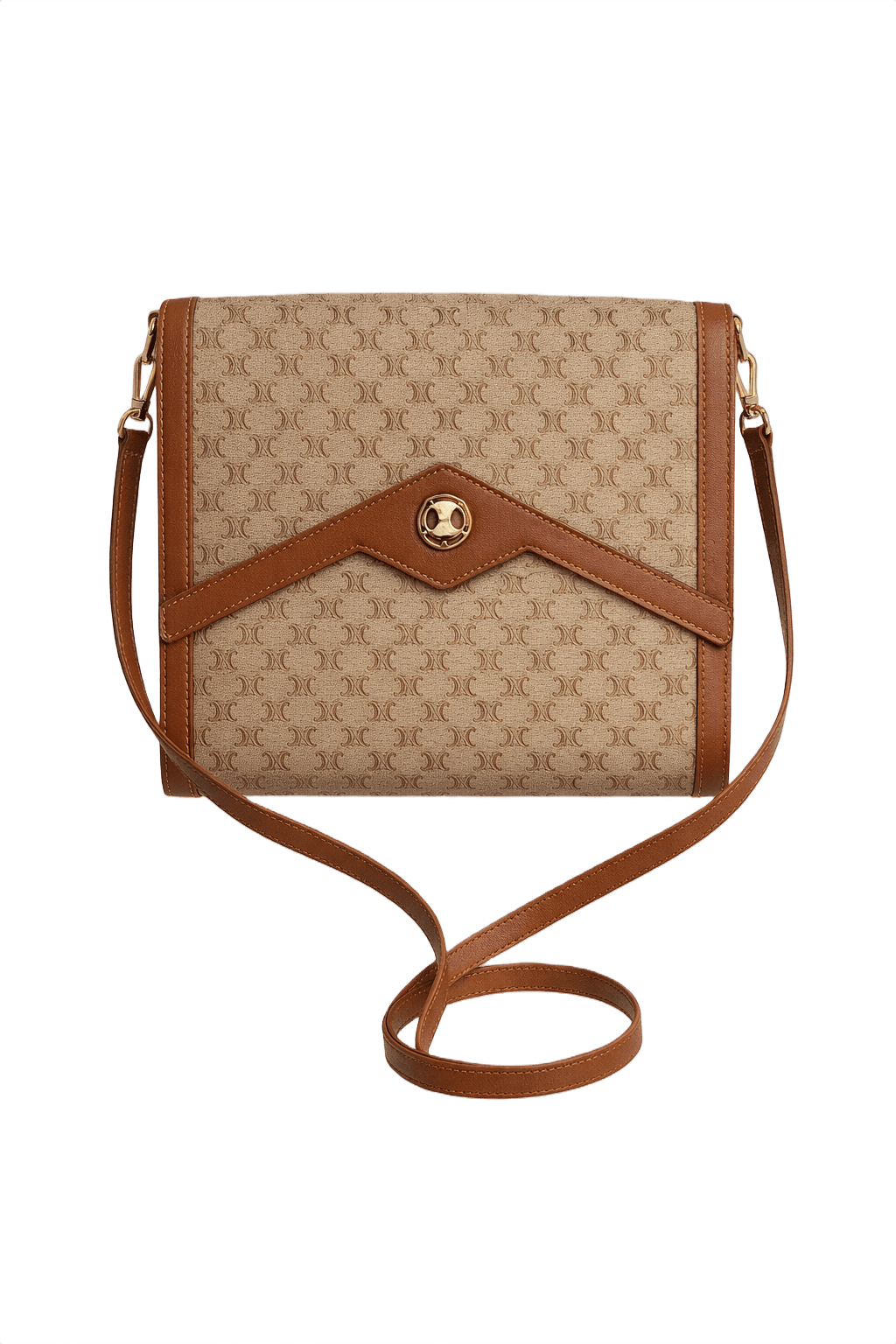 1980s Taupe Canvas Bag - Front View