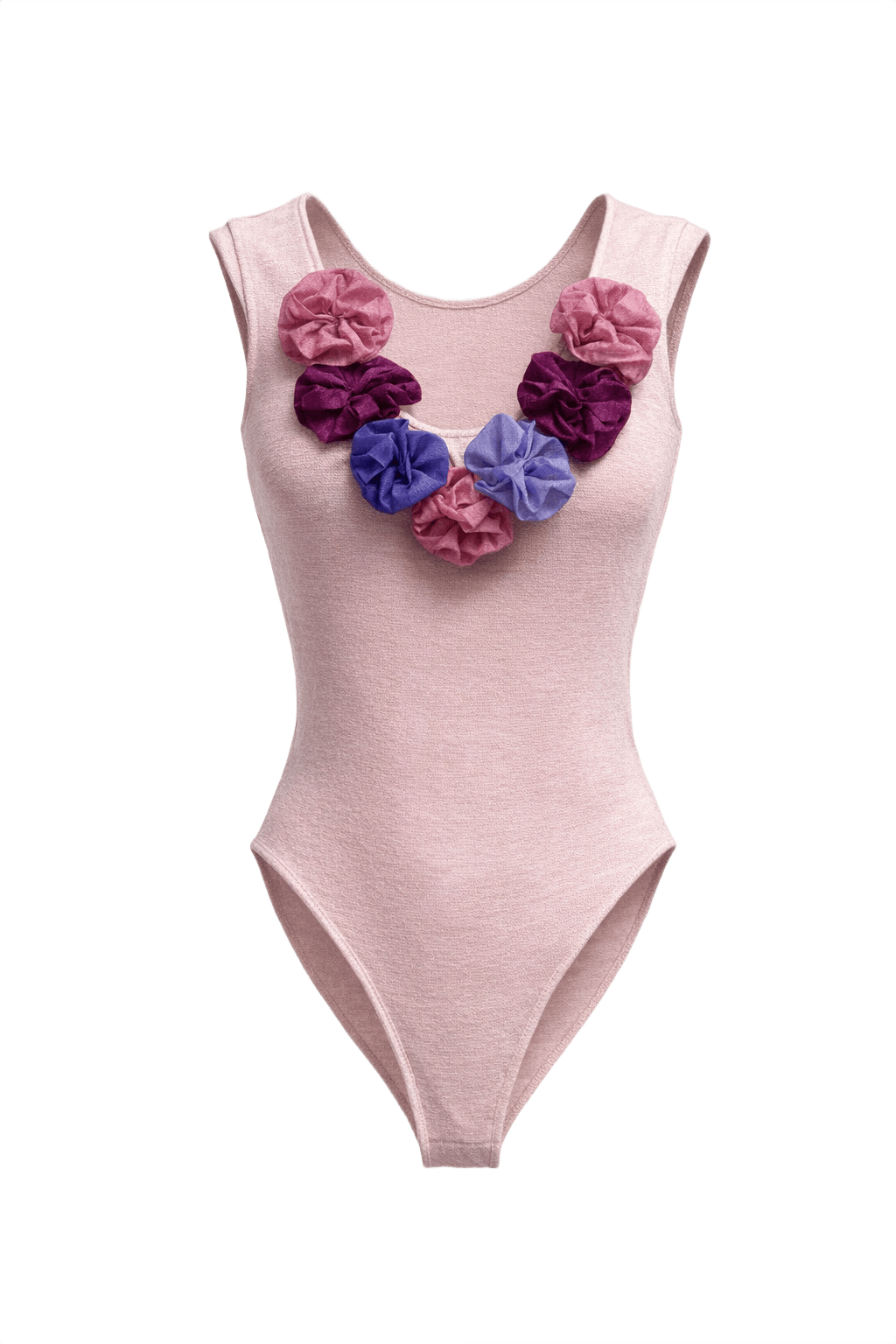 1980s Light Pink Cotton Blend Bodysuit - Front View