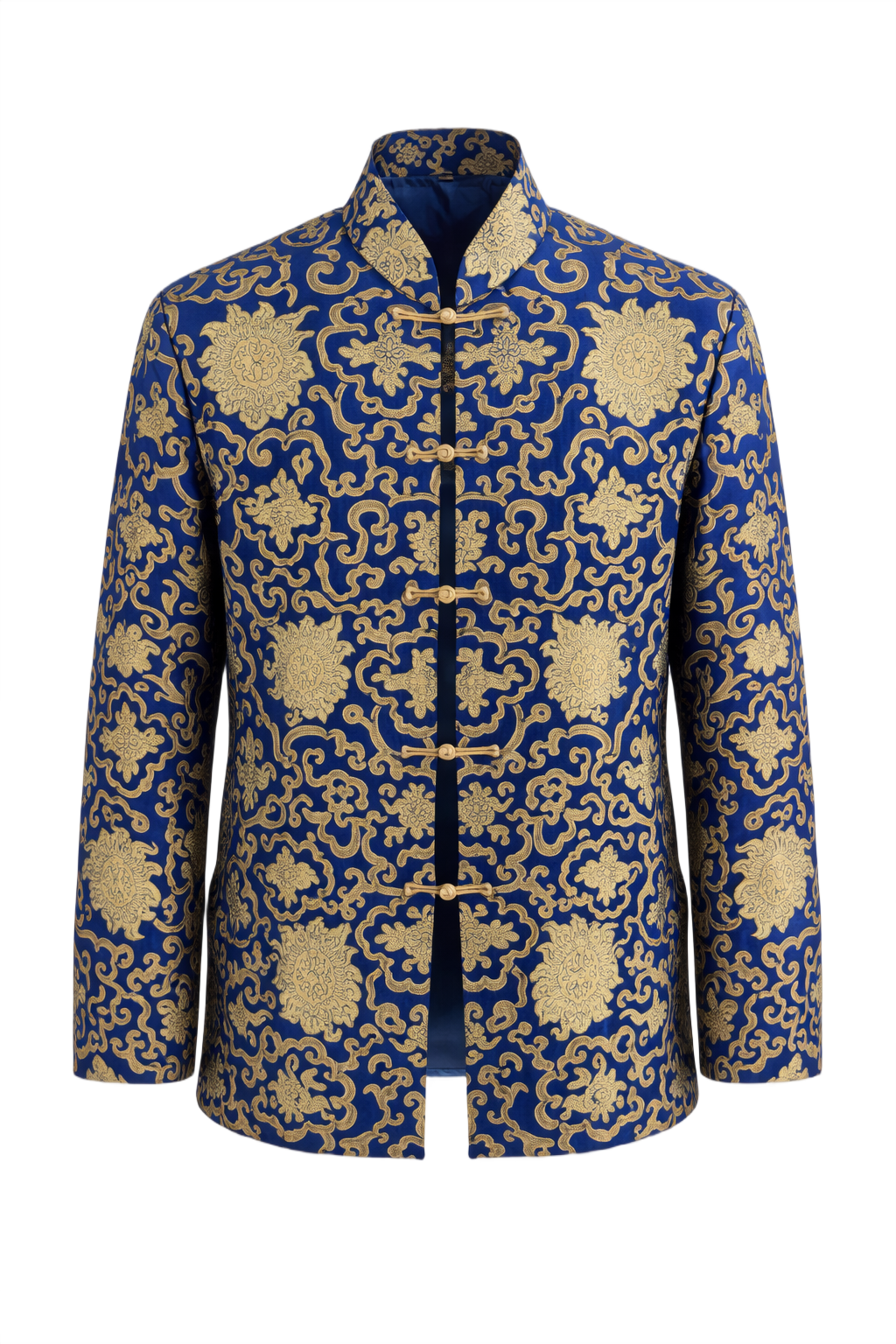 1970s Royal Blue Brocade Women's Jacket - Front View