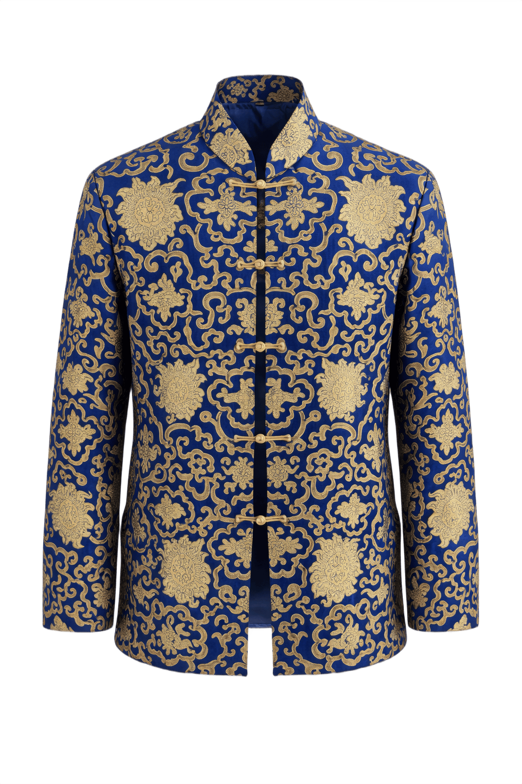 1970s Royal Blue Brocade Women's Jacket - Front View