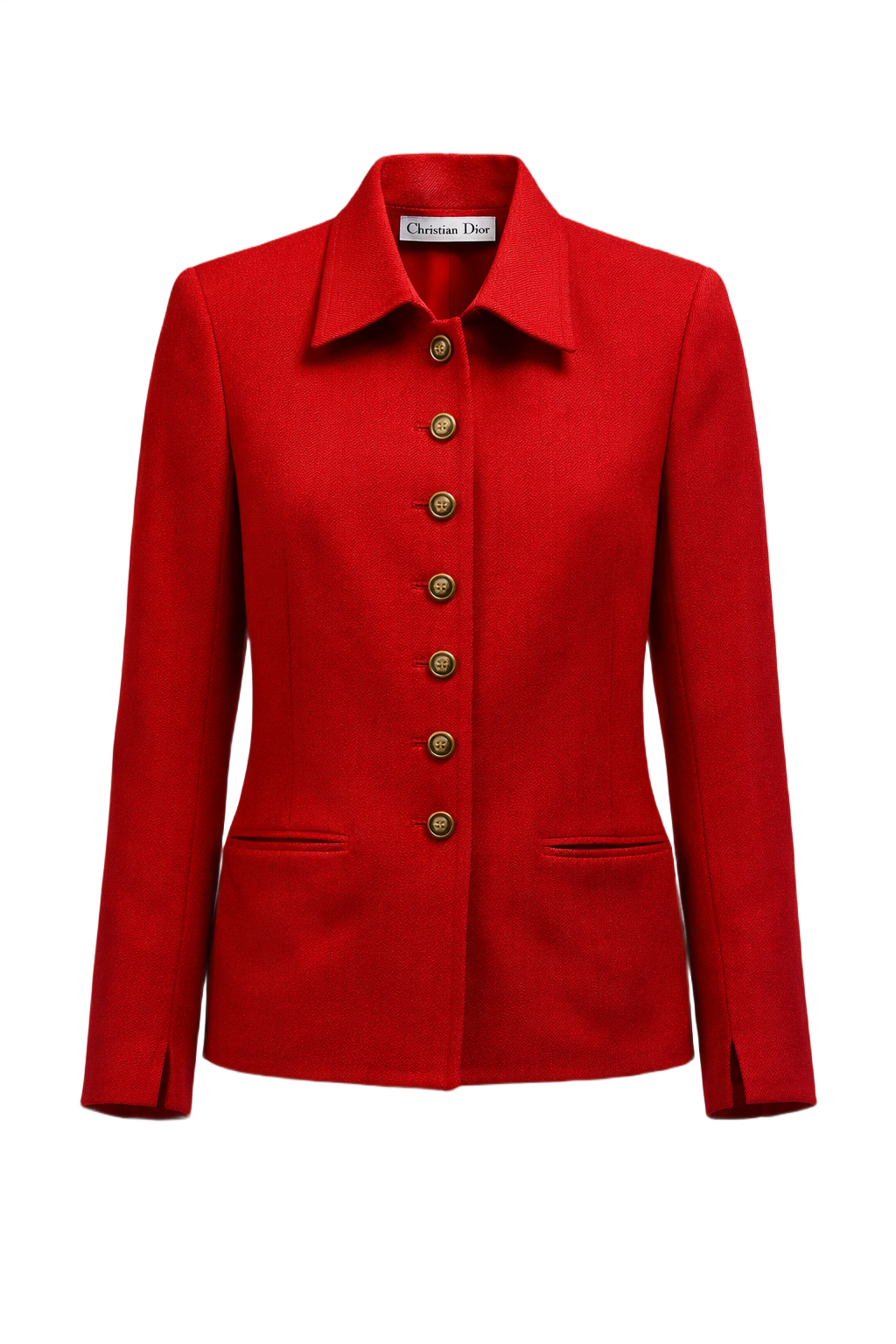 1980s Red Wool Blend Blazer - Front View