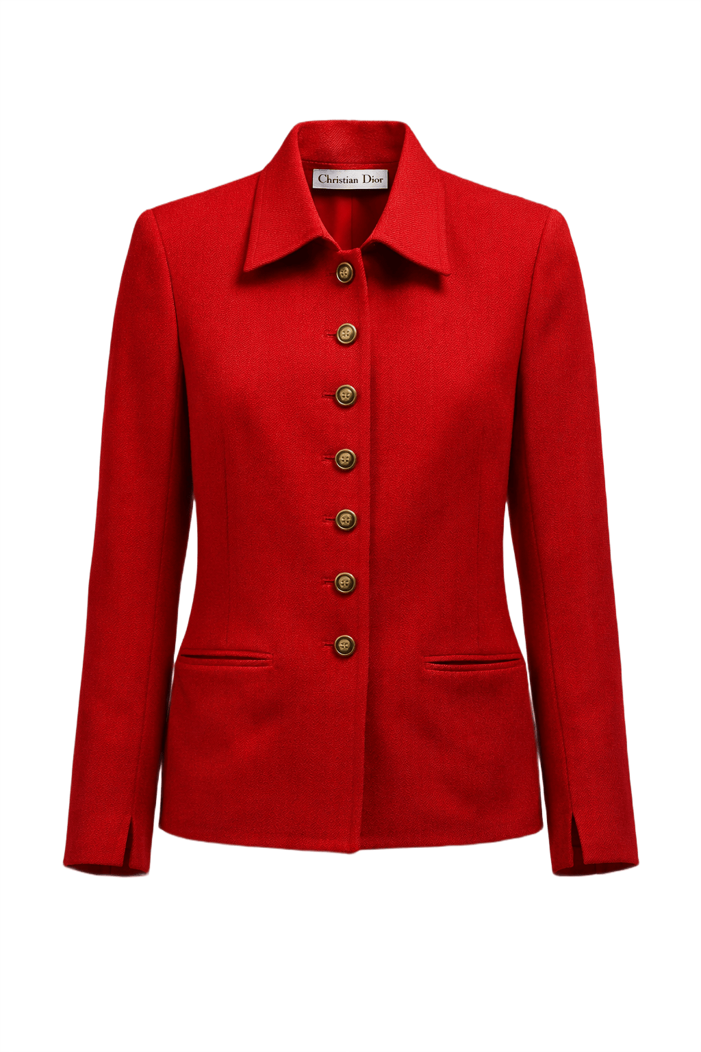 1980s Red Wool Blend Blazer - Front View