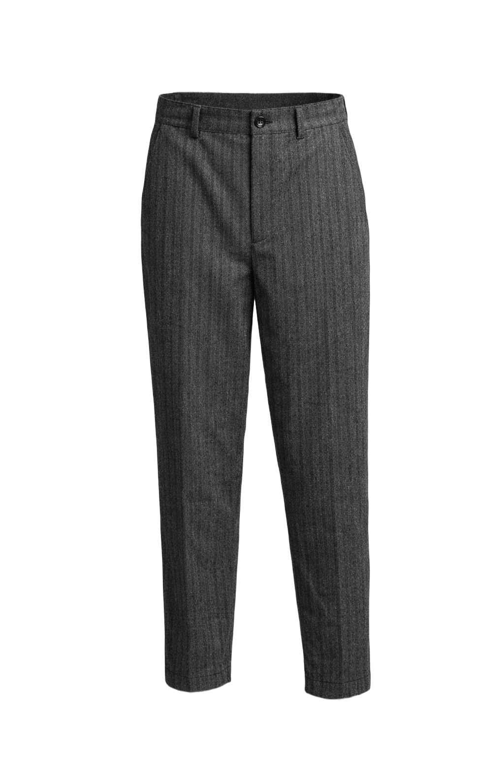 1970s Charcoal Grey Wool Blend Trousers - Front View
