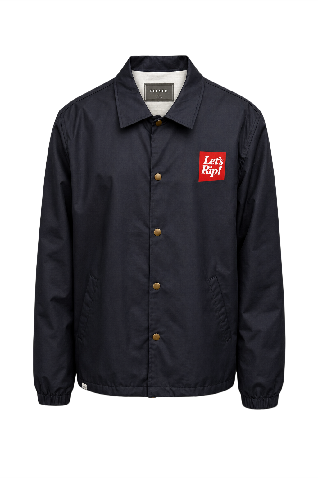 1990s Navy Blue Polyester Jacket - Front View