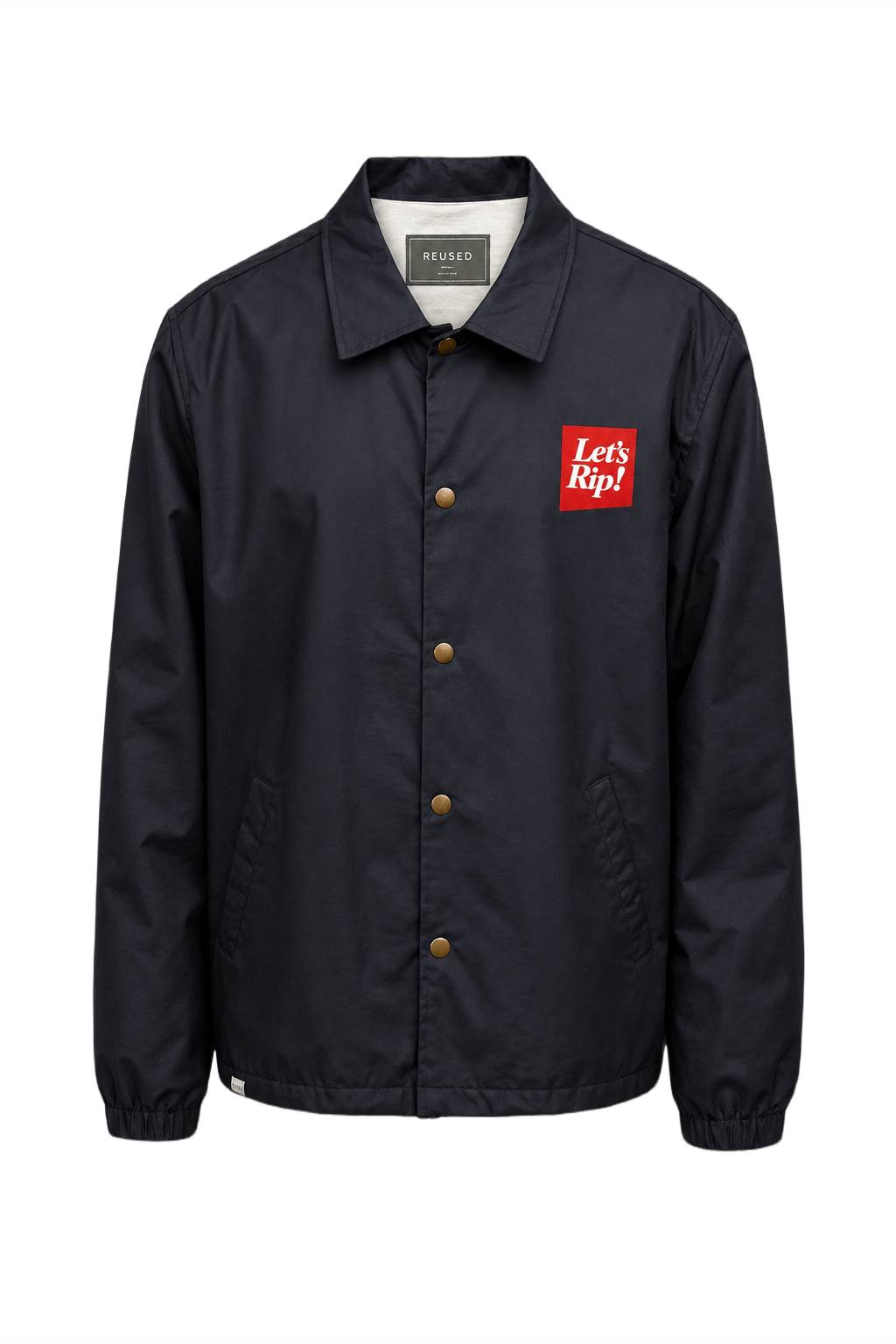 1990s Navy Blue Polyester Jacket - Front View