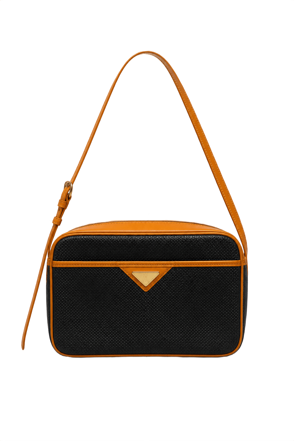 1980s Black Leather Shoulder Bag - Front View