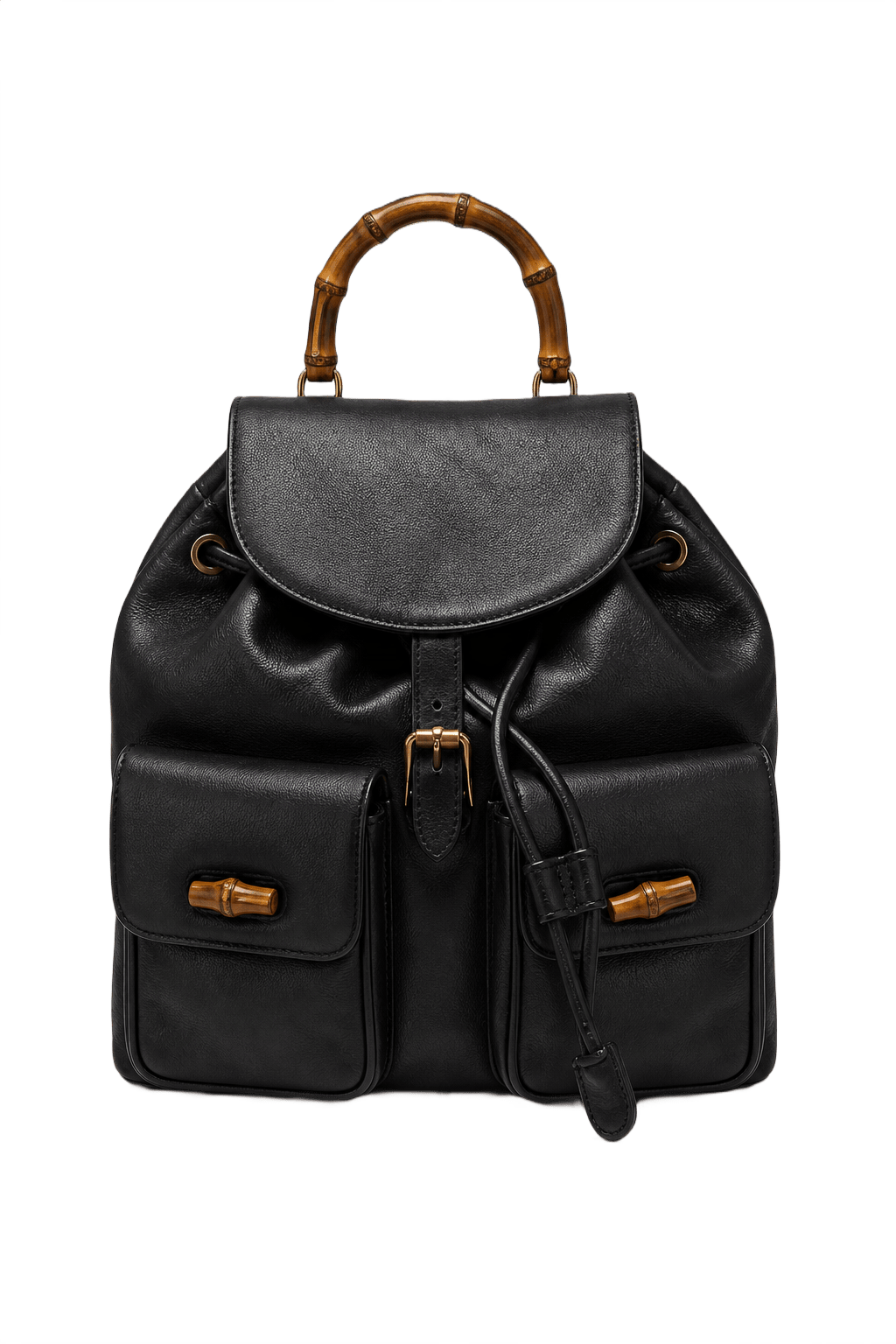 1990s Black Leather Backpack - Front View