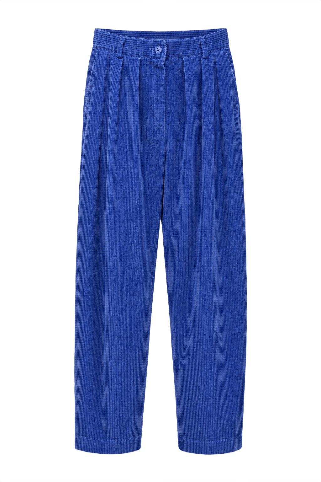 1990s Bright Blue Corduroy Pants - Front View