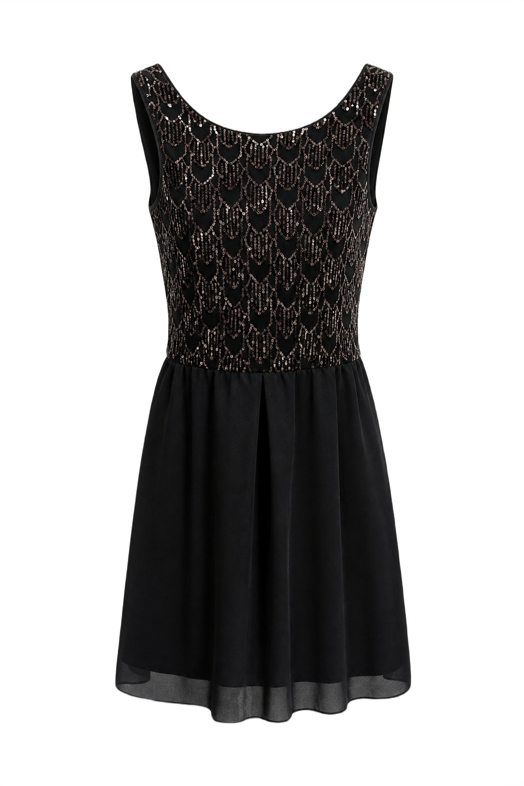 1990s Black Synthetic Blend Mini Dress - Front View