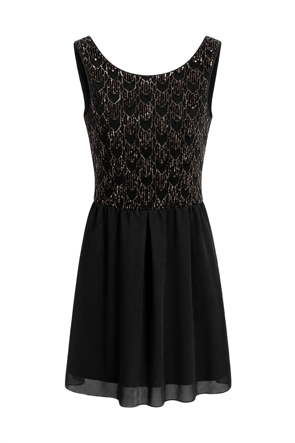 1990s Black Synthetic Blend Mini Dress - Front View