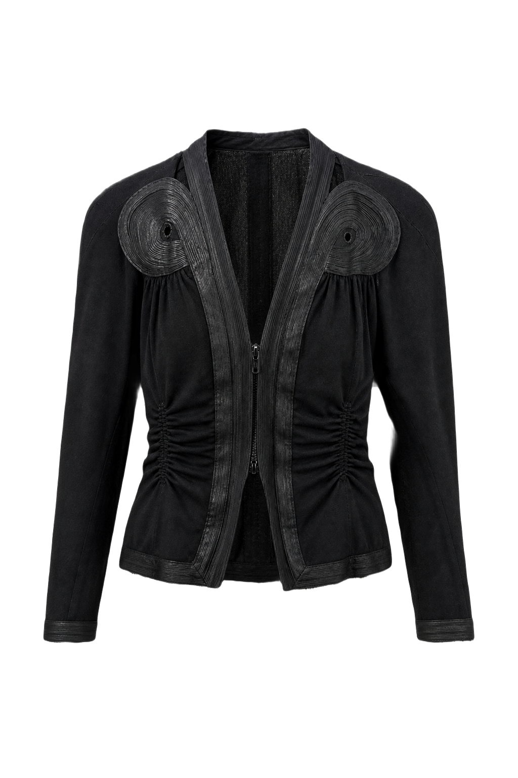 1970s Black Wool Blend Blazer - Front View