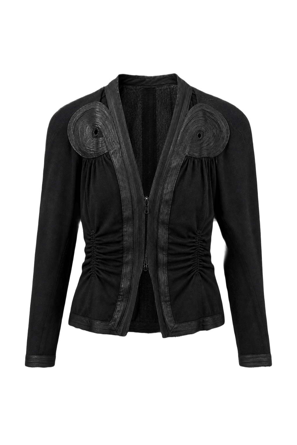 1970s Black Wool Blend Blazer - Front View
