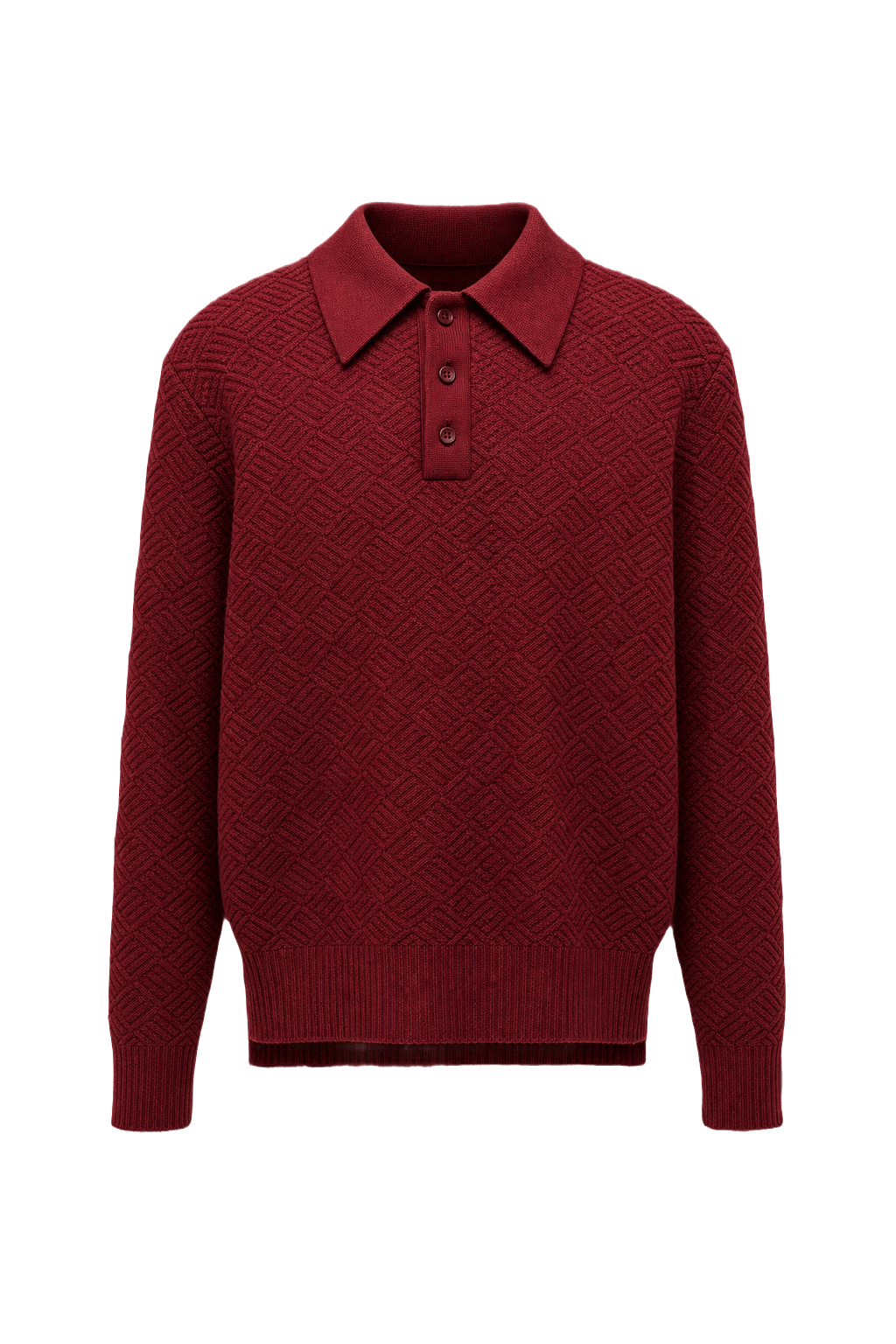 1980s Burgundy Cotton Blend Sweater - Front View