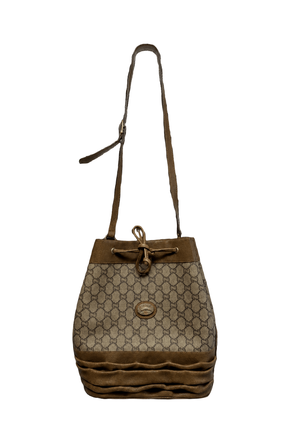 Unknown Brown Canvas and Leather Bag - Front View