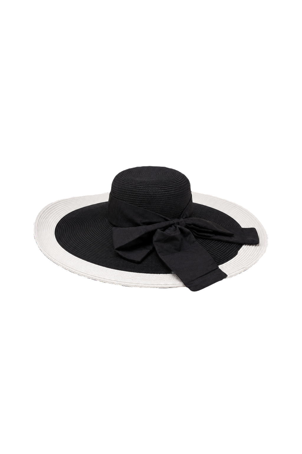 1980s Black & White Straw Hat - Front View