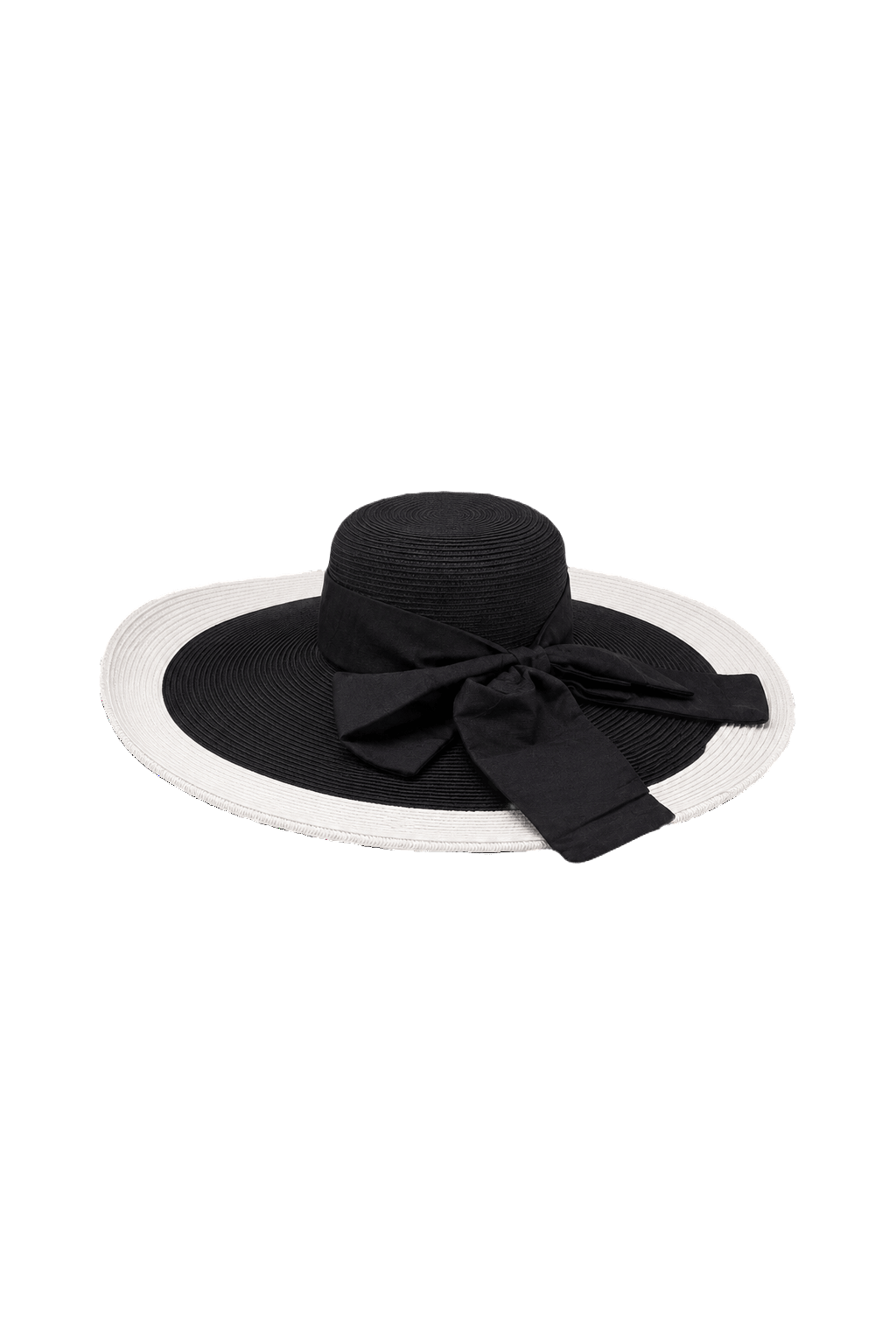 1980s Black & White Straw Hat - Front View