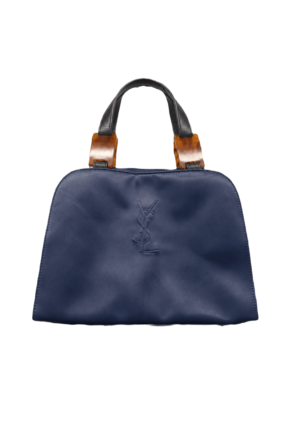 1990s Navy Blue Leather Bag - Front View