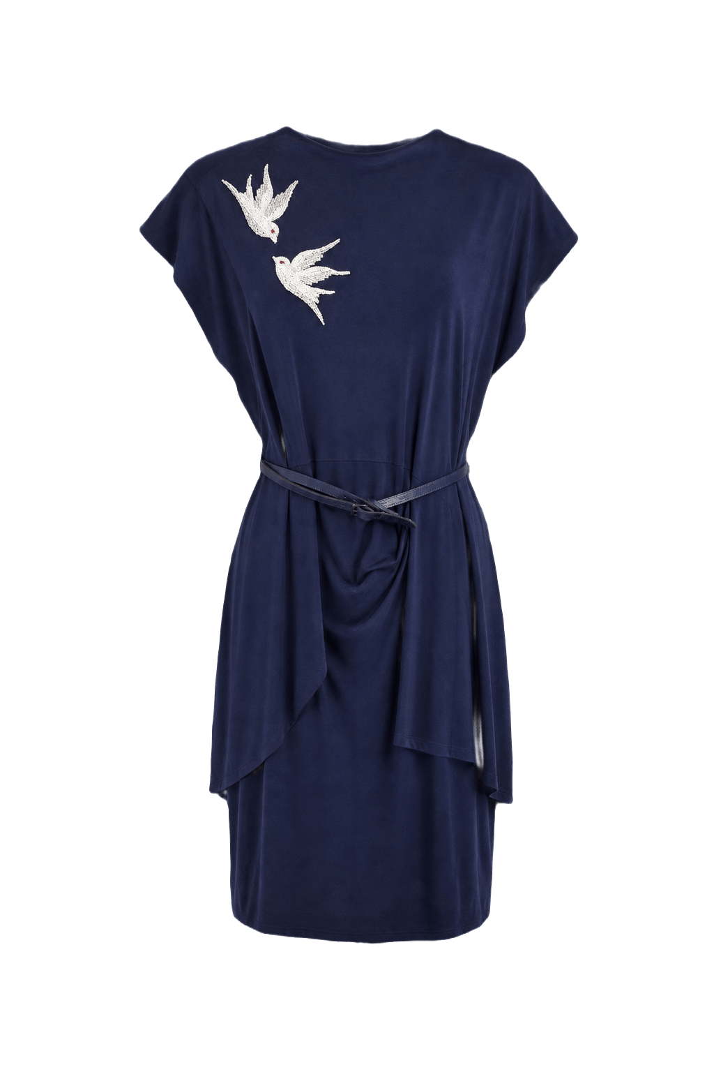 1930s Navy Blue Rayon Dress - Front View