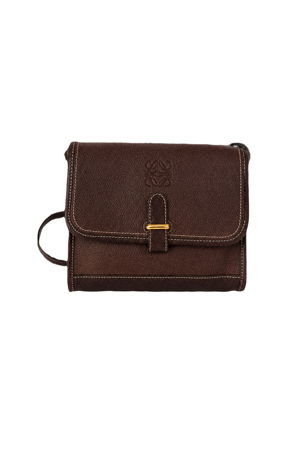 1980s Dark Brown Leather Bag - Front View