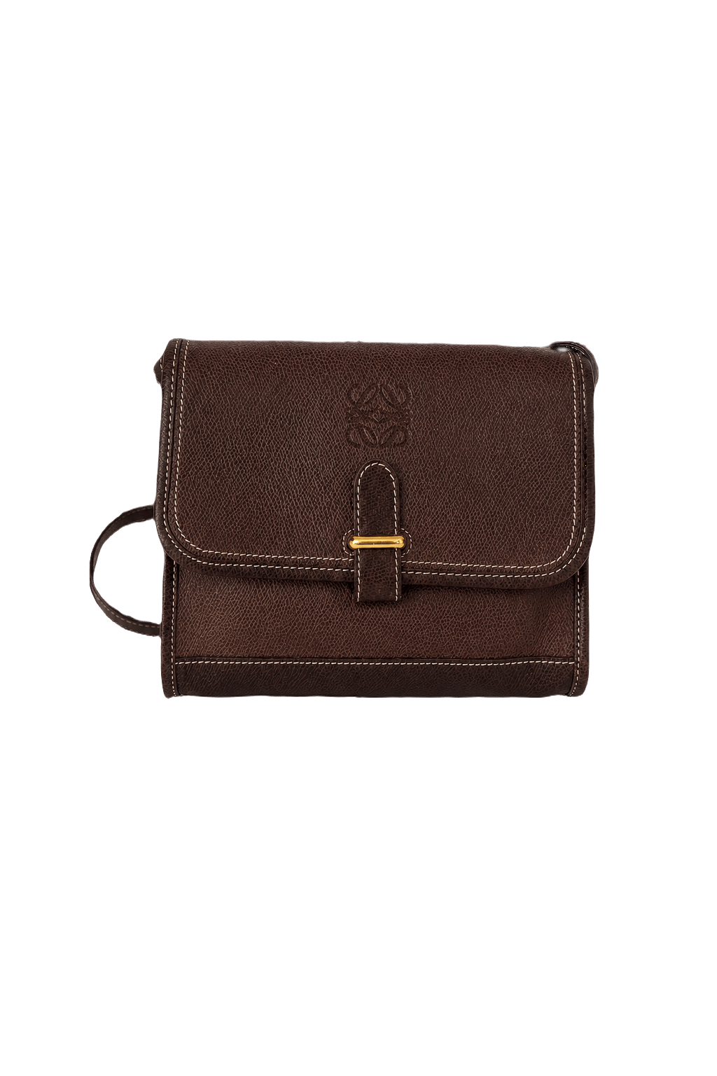 1980s Dark Brown Leather Bag - Front View