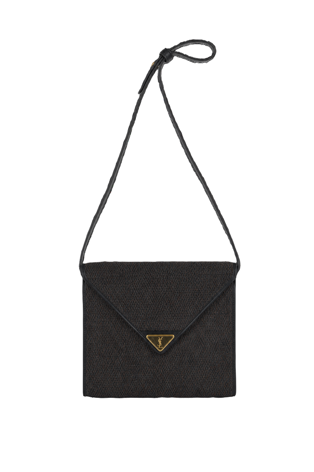 1990s Dark Brown Textured Fabric Bag - Front View