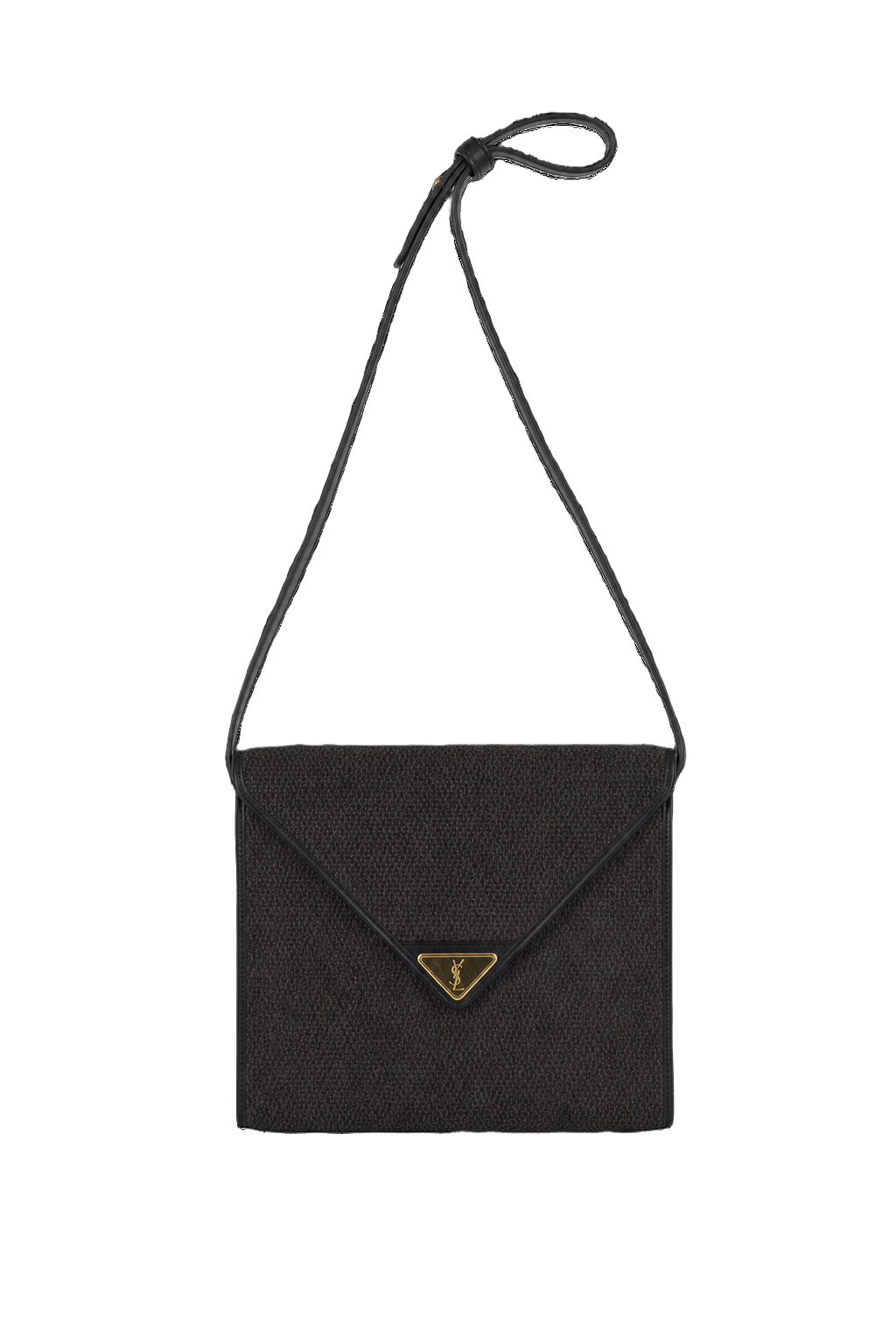 1990s Dark Brown Textured Fabric Bag - Front View
