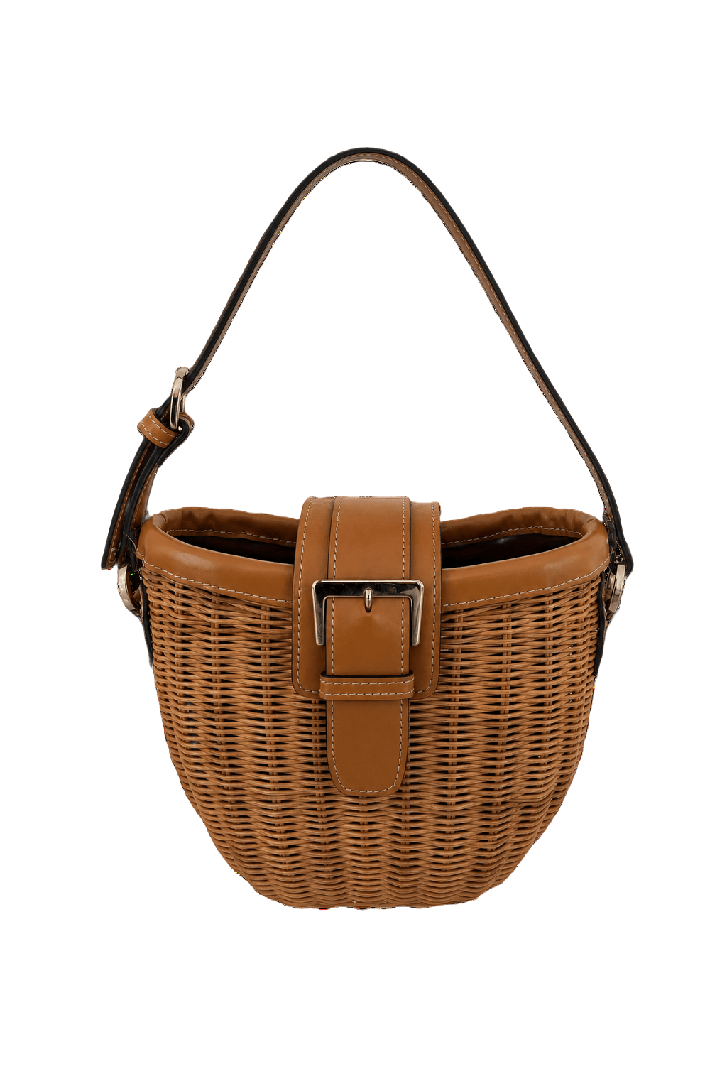 1980s Tan Rattan Bag - Front View