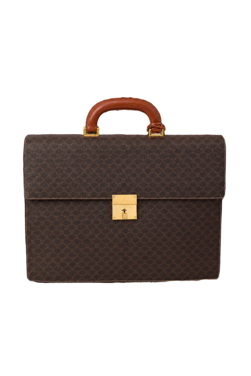 1980s Dark Brown Leather Bag - Front View