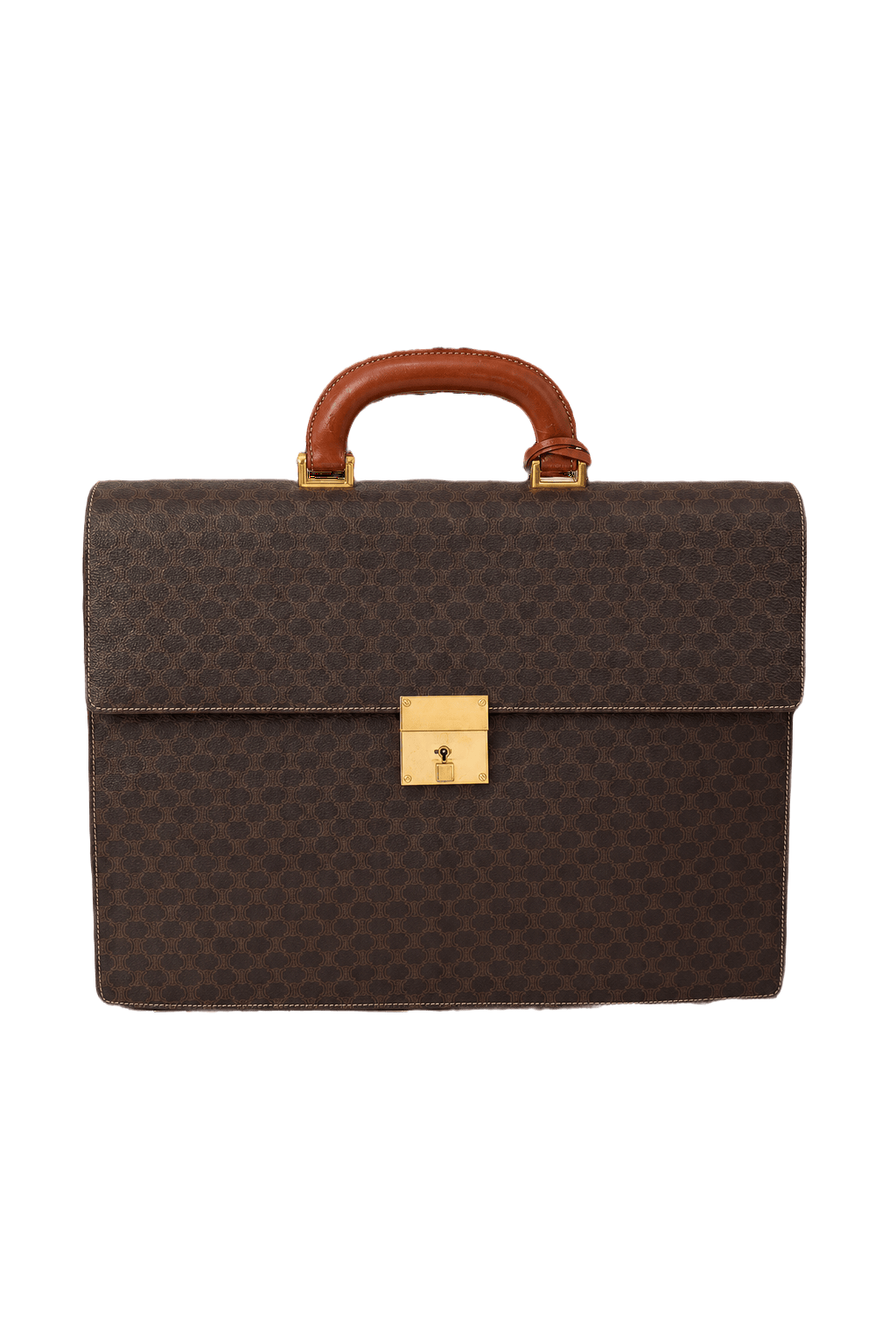 1980s Dark Brown Leather Bag - Front View