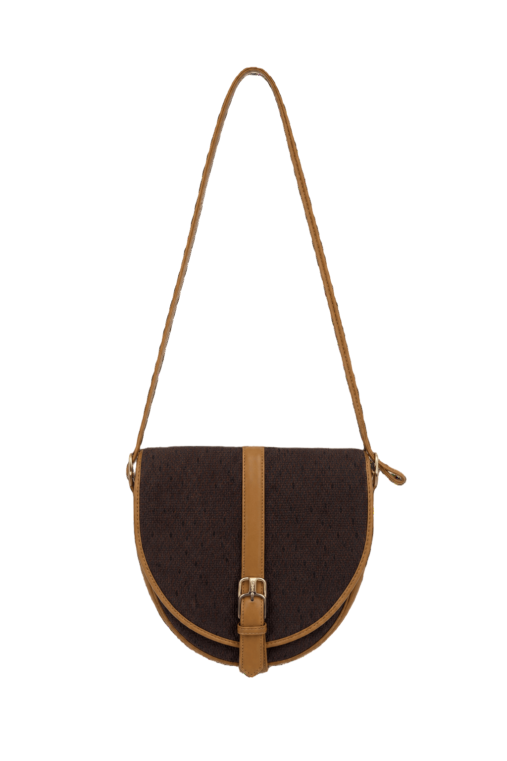 1980s Brown Fabric Bag - Front View