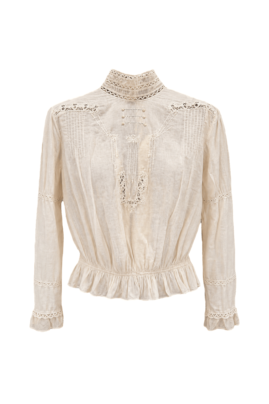 1930s Cream White Cotton Blouse - Front View