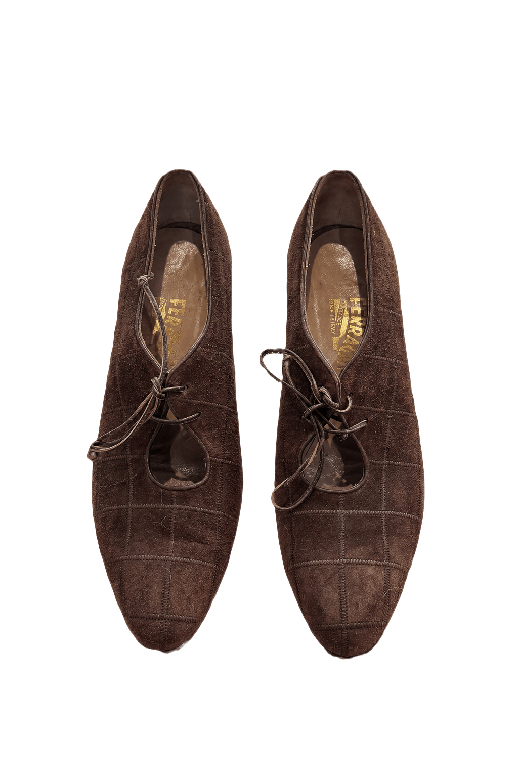 1970s Brown Suede Shoes - Front View