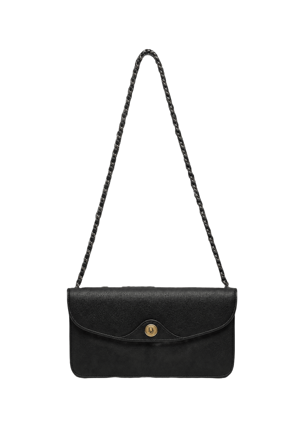 1980s Black Leather Bag - Front View
