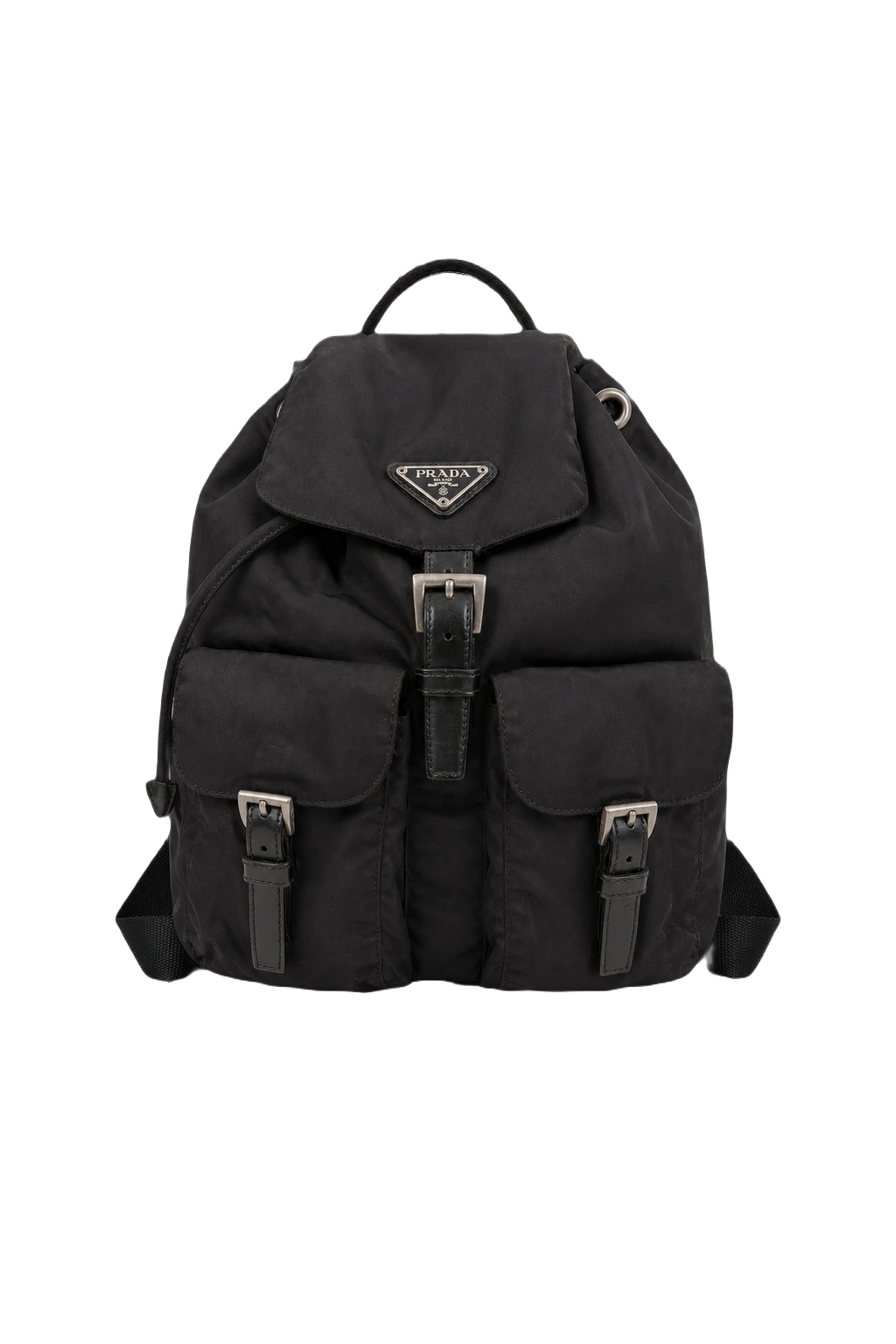 1980s Black Nylon Backpack - Front View