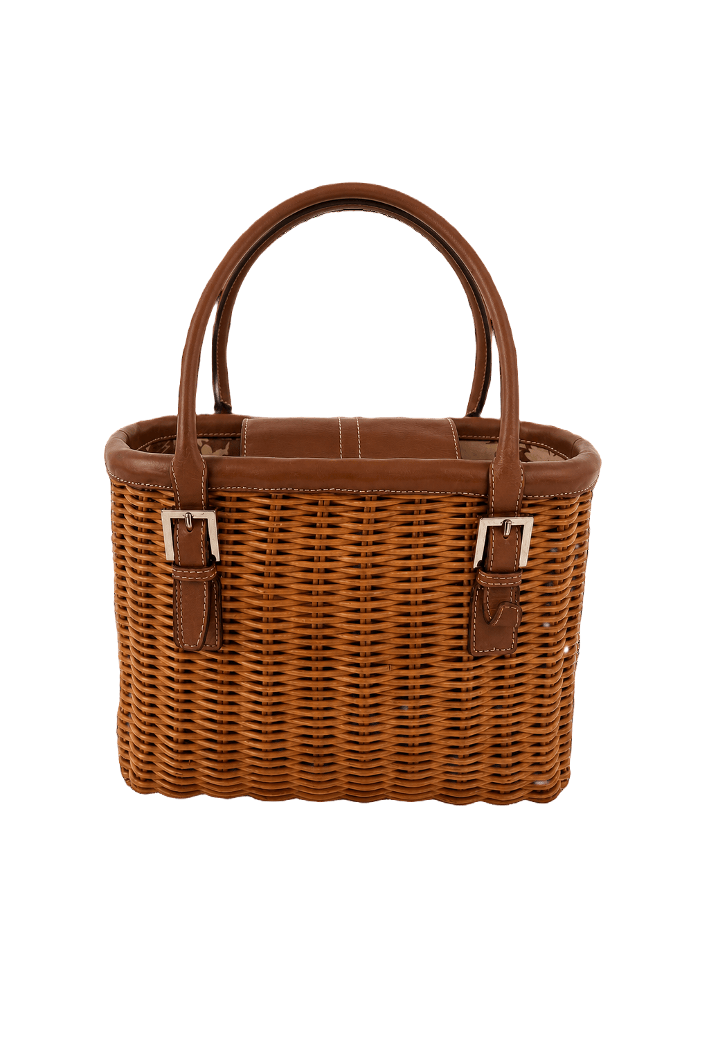 1990s Brown Wicker Bag - Front View