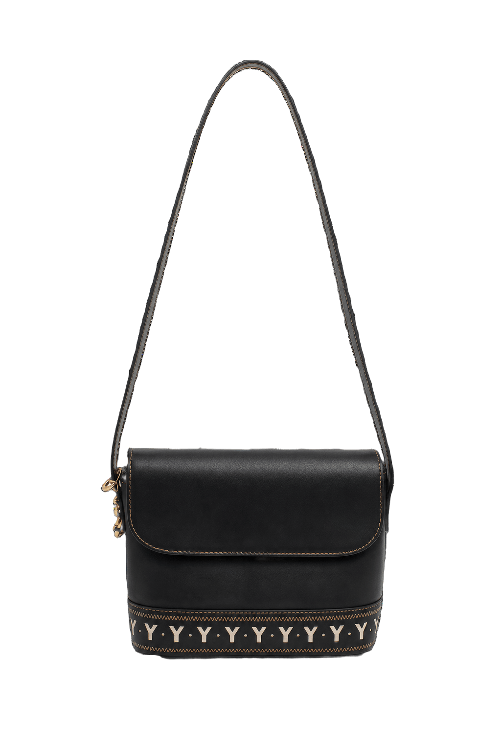 1980s Black Leather Bag - Front View
