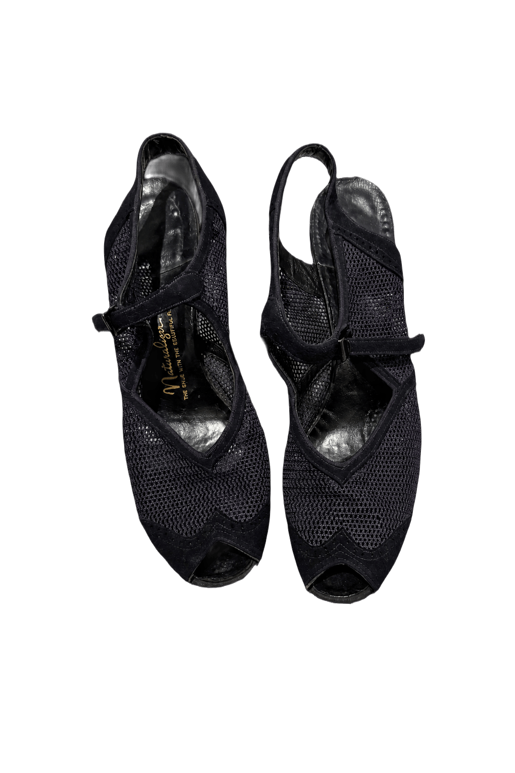 1950s Black Mesh Shoes - Front View