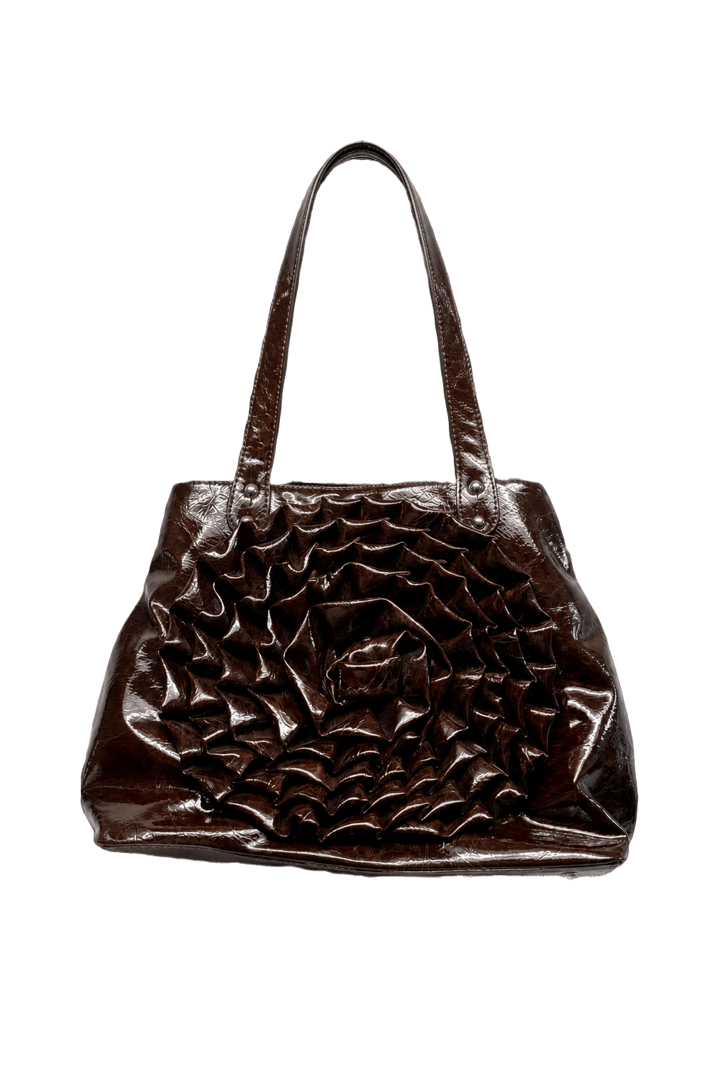 2000s Chocolate Brown Leather Bag - Front View