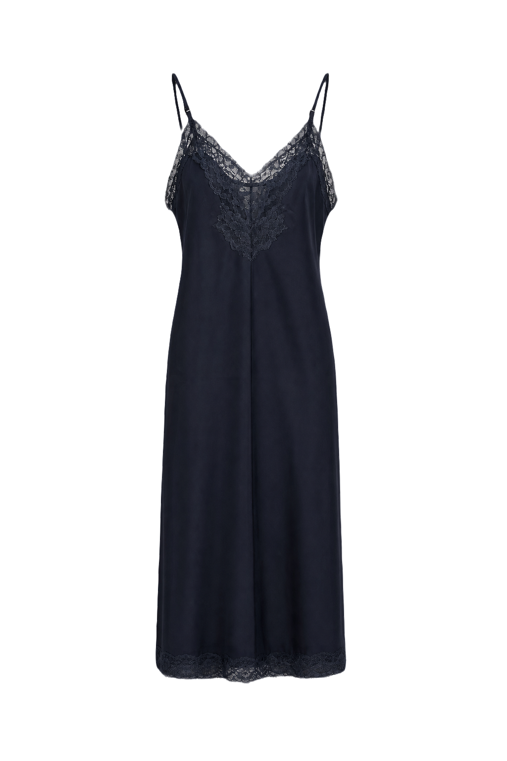 1940s Black Silk Slip Dress - Front View