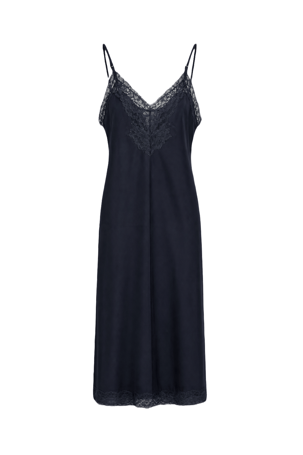1940s Black Silk Slip Dress - Front View