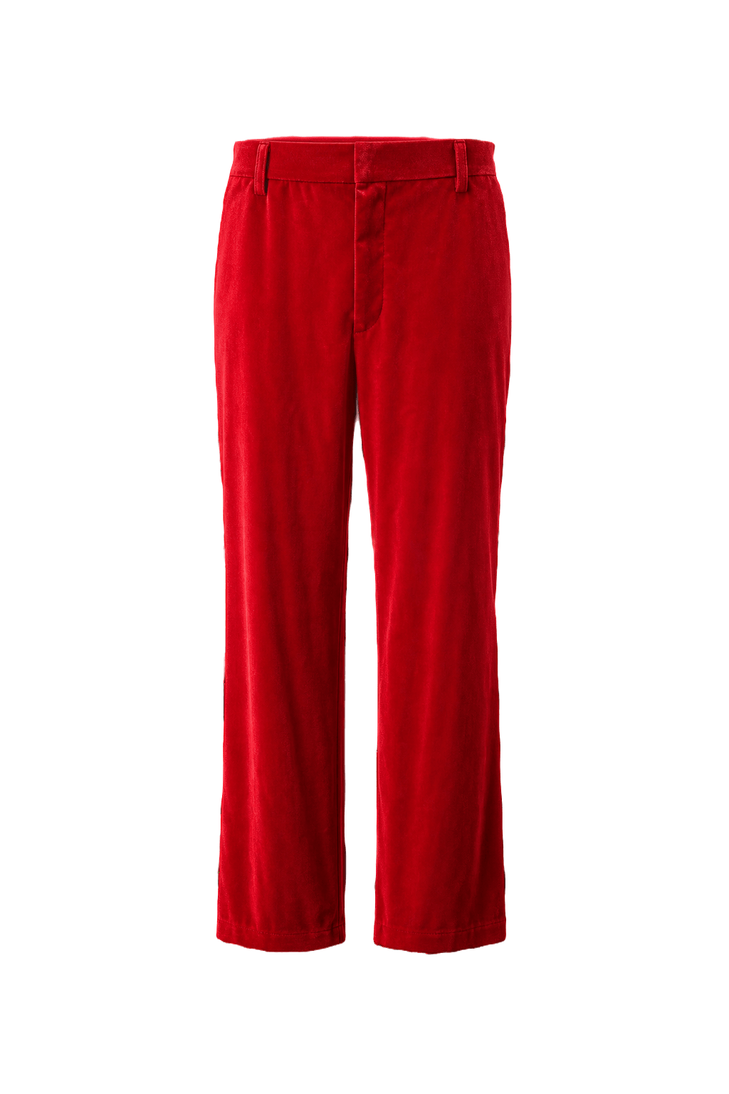 1980s Bright Red Polyester Trousers - Front View