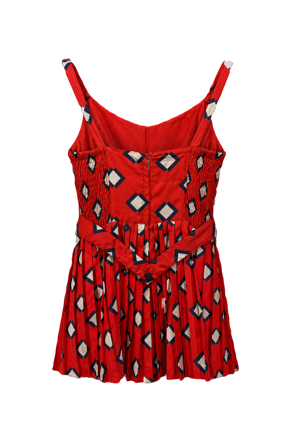 1960s Red Satin Romper - Front View