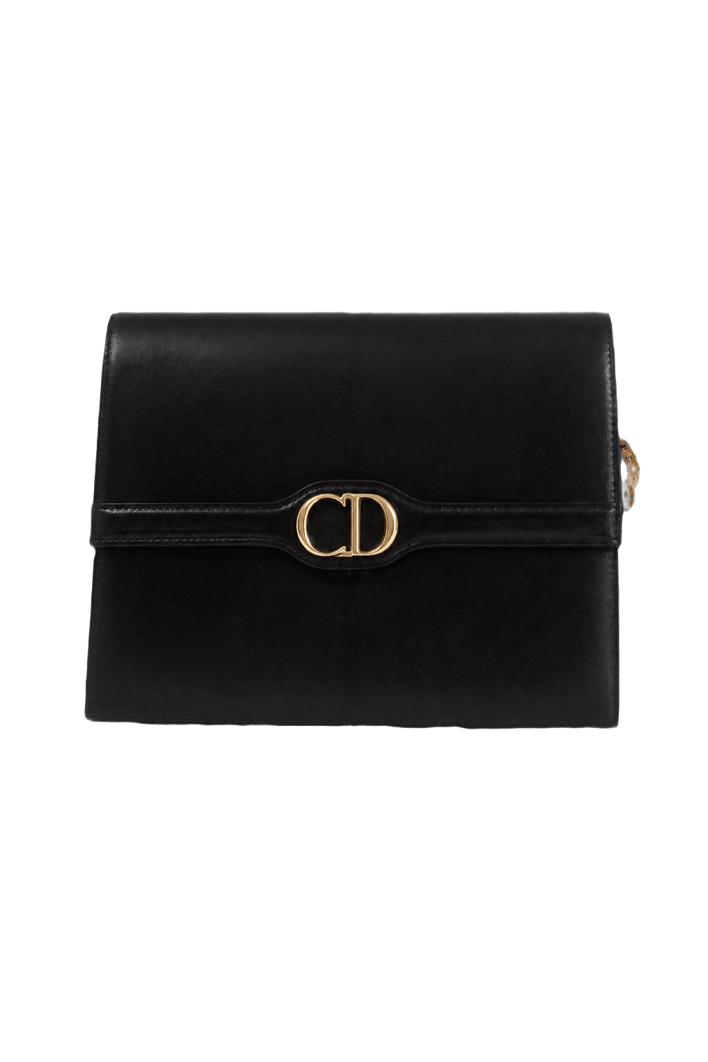 1980s Black Leather Handbag - Front View
