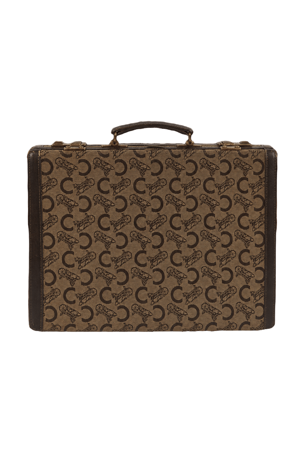 1980s Brown Canvas Briefcase - Front View