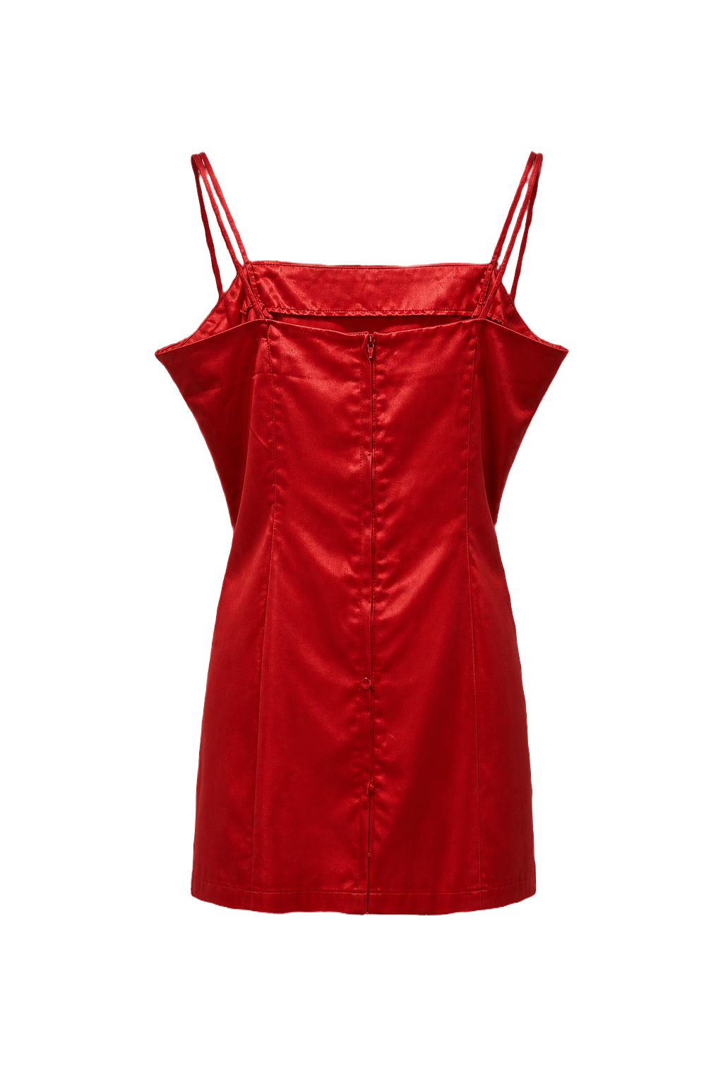 1990s Red Satin Mini Dress - Front View