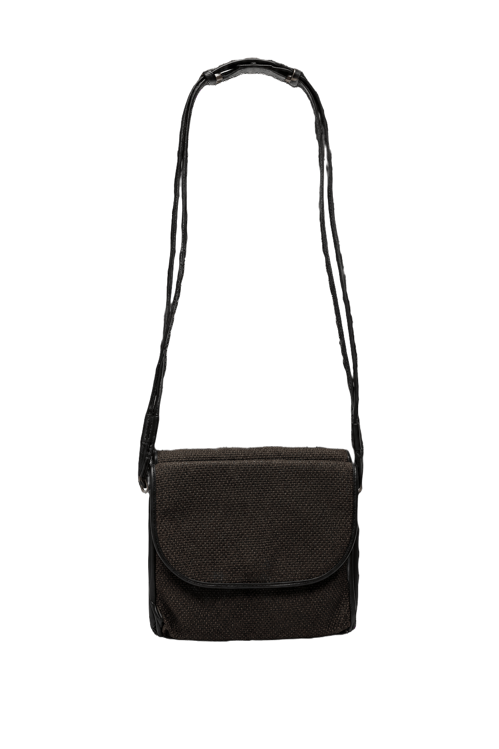 1980s Dark Brown Fabric Bag - Front View